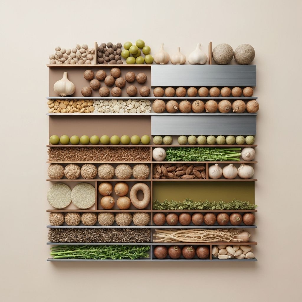 Layered visual representation of balanced nutrition in organized structure